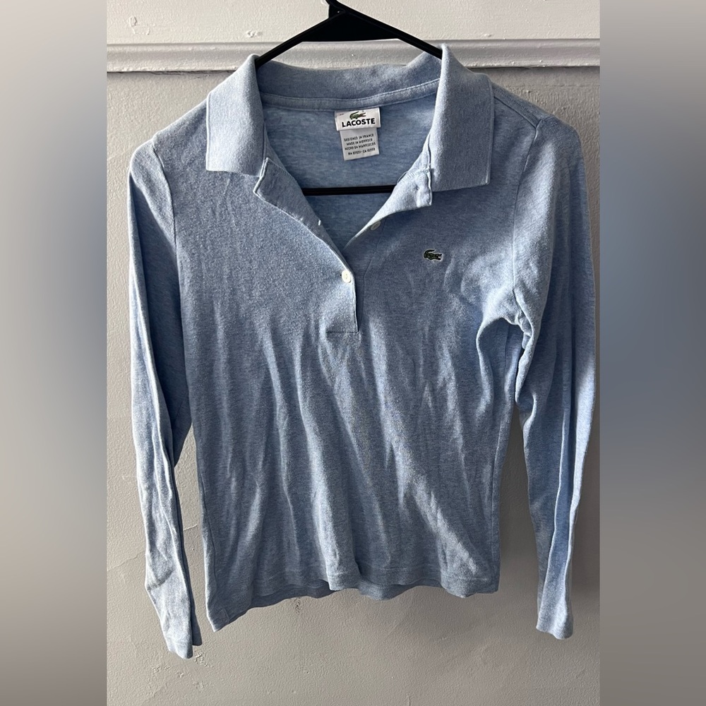 Lacoste light blue long sleeve polo
